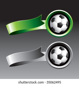 soccer ball on ribbon banners