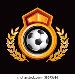 soccer ball on royal floral crest