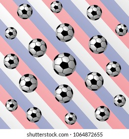 Soccer ball on Russian flag background. Vector illustration. 