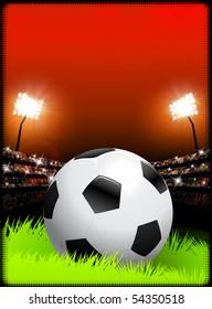 Soccer Ball on Stadium Background Original Illustration