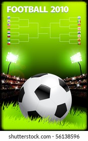 Soccer Ball on Stadium Background with Bracket Original Illustration