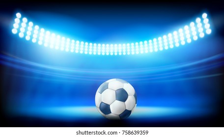 A soccer ball on the stadium. Vector illustration.