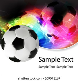 Soccer ball on a wavy abstract background