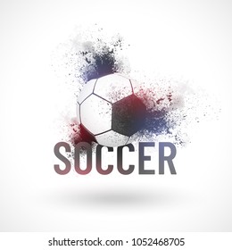 Soccer ball on white background, grunge effect.