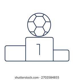 A soccer ball on a white background displayed on a podium and inside a cup