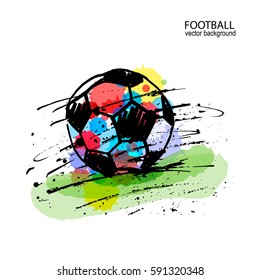 Soccer ball on a white background. Abstract football. Grunge style. Hand drawing textures.