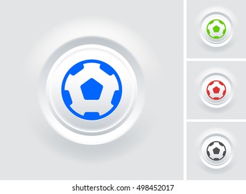 Soccer Ball on White Bevel Round Button