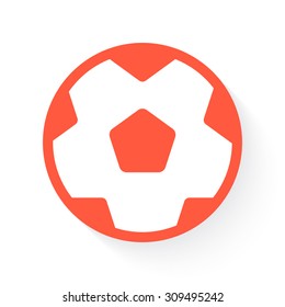 soccer ball in orange with drop shadow on white