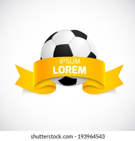 Soccer ball with orange ribbon