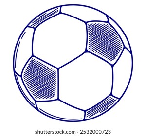 Diseño de contorno de balón de fútbol. Ilustración vectorial plana sobre un fondo blanco. Fútbol, deporte, juego. 