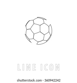 Soccer Ball Outline Simple Vector Icon On White Background. Line Pictogram With Text 