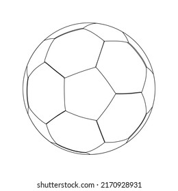 Soccer ball outline sketch vector illustration, ready to color, flat cartoon design style. Football ball icon for world championship in qatar 2022. Best graphic resources for many purposes.