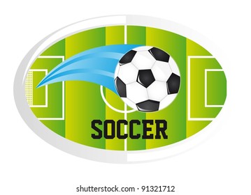 soccer ball over soccer field vector illustration