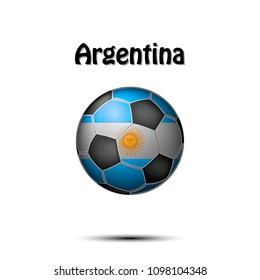 Soccer ball painted in the colors of the Argentina flag. Vector illustration
