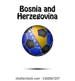 Soccer ball painted in the colors of the Bosnia and Herzegovina flag. Vector illustration