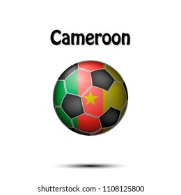Soccer ball painted in the colors of the Cameroon flag. Vector illustration