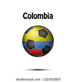 Soccer ball painted in the colors of the Colombia flag. Vector illustration