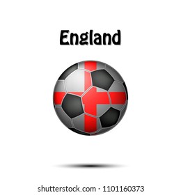 Soccer ball painted in the colors of the England flag. Vector illustration