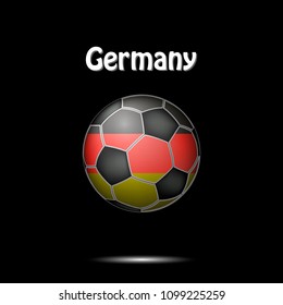 Soccer ball painted in the colors of the Germany flag. Vector illustration