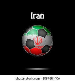 Soccer ball painted in the colors of the Iran flag. Vector illustration