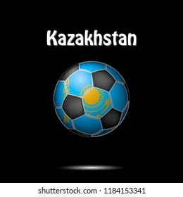 Soccer ball painted in the colors of the Kazakhstan flag. Vector illustration