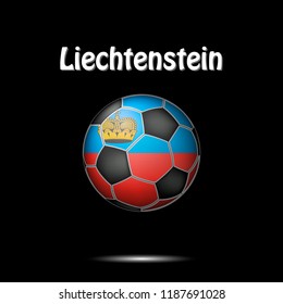 Soccer ball painted in the colors of the Liechtenstein flag. Vector illustration