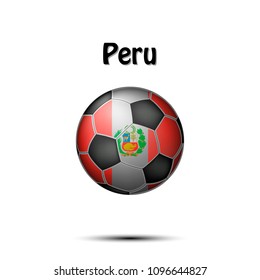 Soccer ball painted in the colors of the Peru flag. Vector illustration
