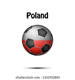 Soccer ball painted in the colors of the Poland flag. Vector illustration