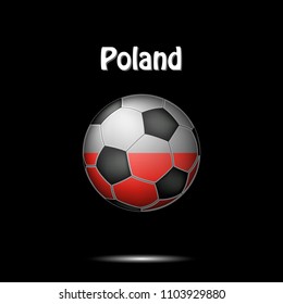 Soccer ball painted in the colors of the Poland flag. Vector illustration