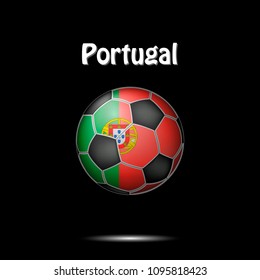 Soccer ball painted in the colors of the Portugal flag. Vector illustration