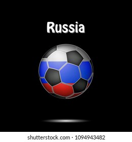 Soccer ball painted in the colors of the Russia flag. Vector illustration