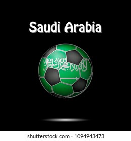 Soccer ball painted in the colors of the Saudi Arabia flag. Vector illustration