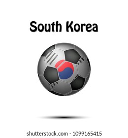 Soccer ball painted in the colors of the South Korea flag. Vector illustration