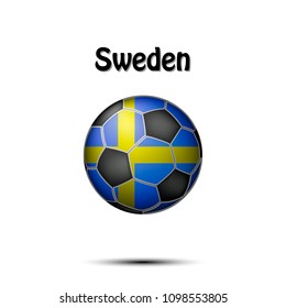 Soccer ball painted in the colors of the Sweden flag. Vector illustration