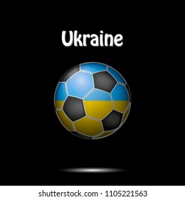 Soccer ball painted in the colors of the Ukraine flag. Vector illustration