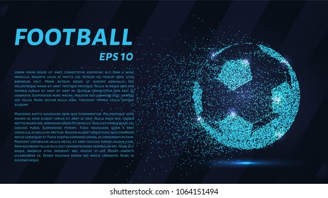A soccer ball of particles. A soccer ball consists of small circles and dots.