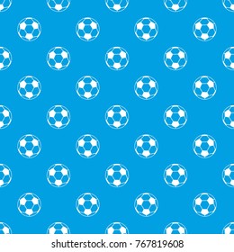 Soccer ball pattern repeat seamless in blue color for any design. Vector geometric illustration