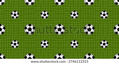 Soccer ball pattern with seamless football american and texture boy sport. Vector design doodle with print border cute and hexagon bg. Kids background soccer with net graphic seamless.