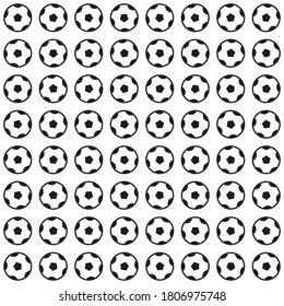 Soccer ball pattern. Vector black and white illustration.