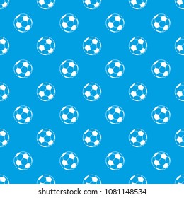 Soccer ball pattern vector seamless blue repeat for any use
