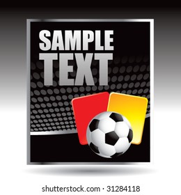 soccer ball and penalty cards on black vertical banner