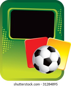 soccer ball and penalty cards on green template