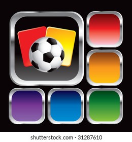 soccer ball and penalty cards on colored web buttons