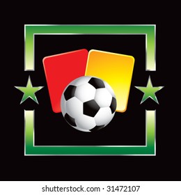 soccer ball and penalty cards on star background