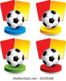 soccer ball and penalty cards on colored discs