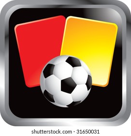 soccer ball and penalty cards on silver web icon