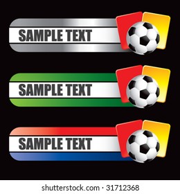 soccer ball and penalty cards on specialized banners