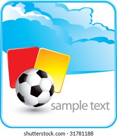 soccer ball and penalty cards on cloud banner