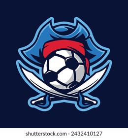 Bola de fútbol Piratas Mascota Logo Vector