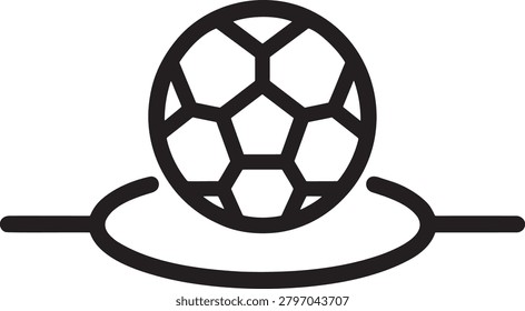 Soccer ball placed on the center circle spot, ready for the kickoff of a professional football match.